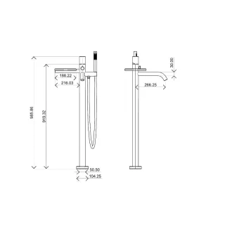 Напольный смеситель для ванны Boheme Stick Diamond  129-CB брашированная медь